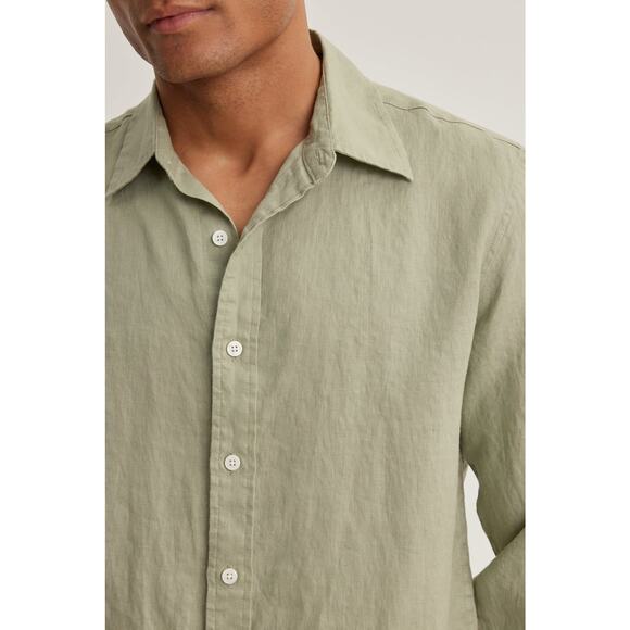 Velvet by Graham & Spencer Mens Caruso Linen Button Up Shirt in Celery M - Picture 5 of 8